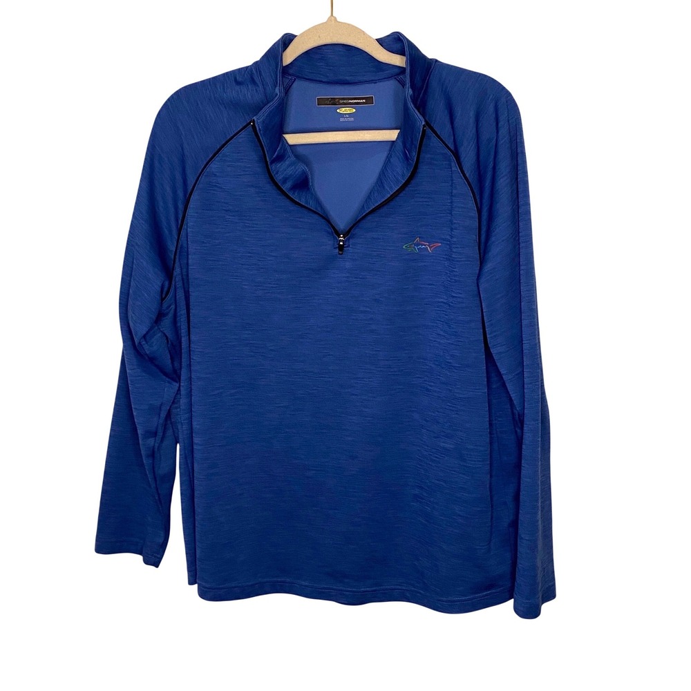 Greg Norman Play Dry Performance 1/4 Zip Golf Pullover Blue Men's Large